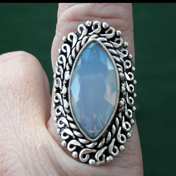 New Unique Milky Opal Opalite 925 Silver Ring. - Picture 8 of 8
